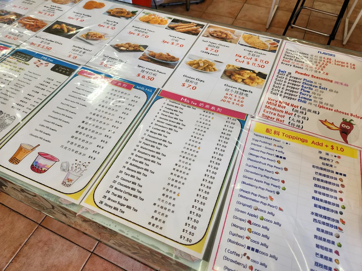 Menu, Ting’s Bubble Tea & Crispy Chicken