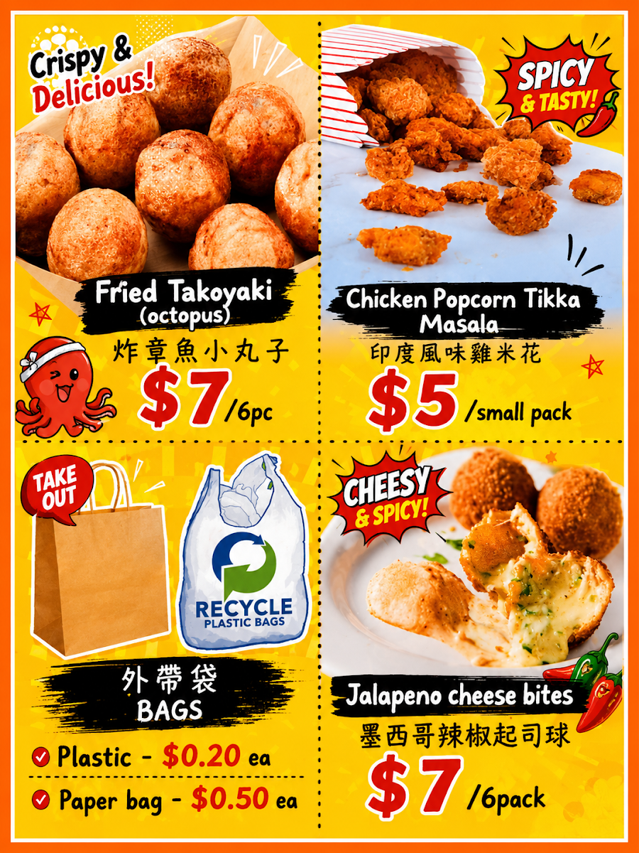 Menu, Ting’s Bubble Tea & Crispy Chicken