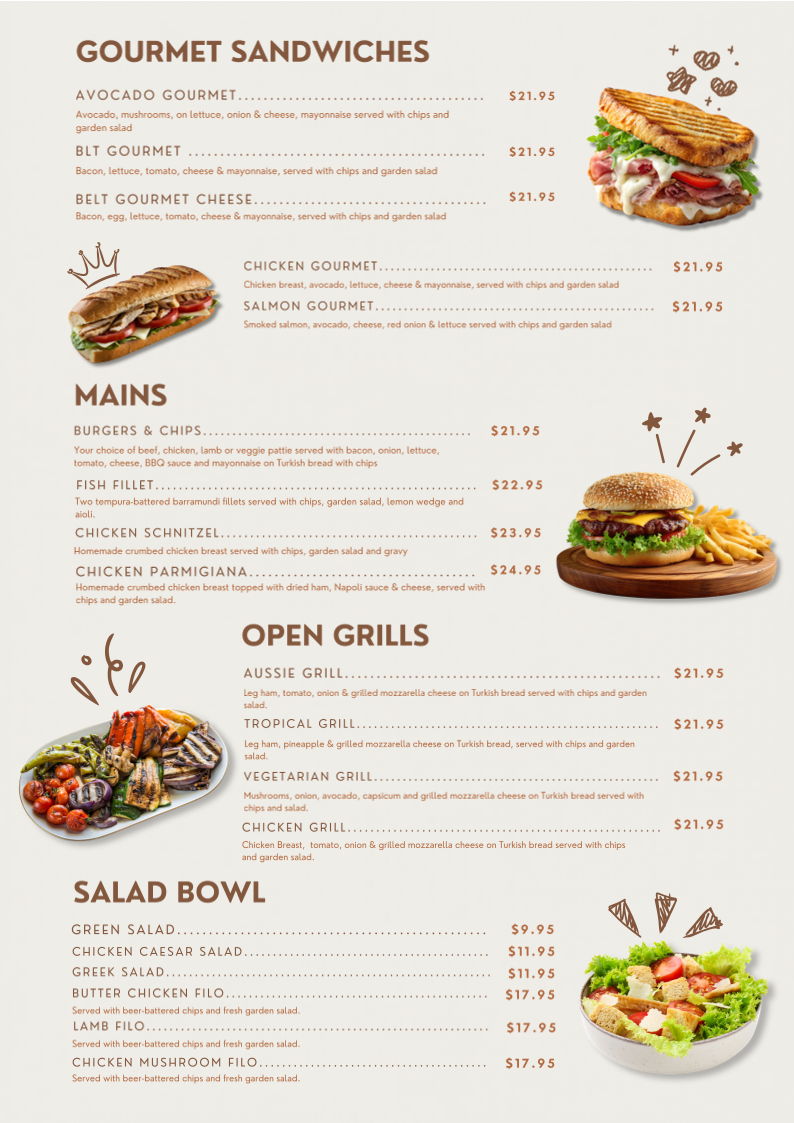 Menu, Aromas Cafe and Restaurant