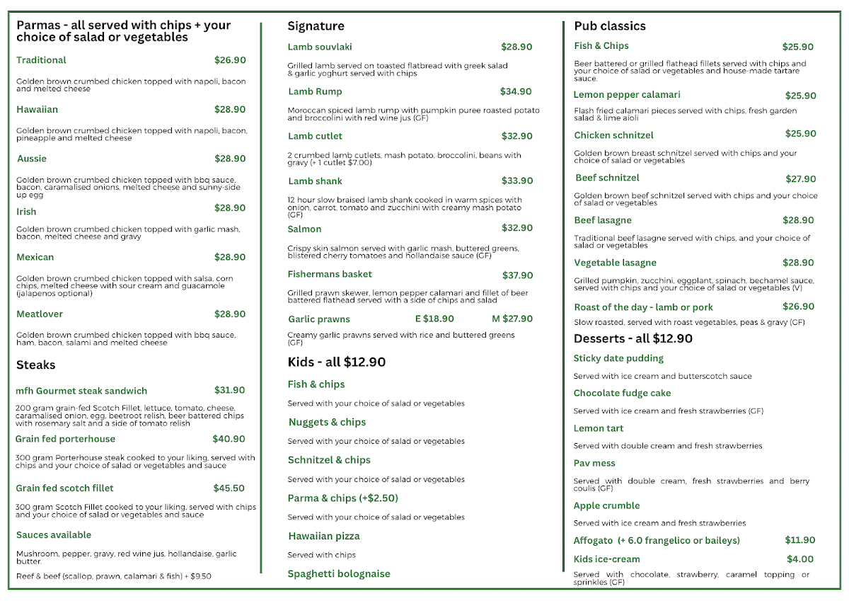 Menu, Marong Family Hotel
