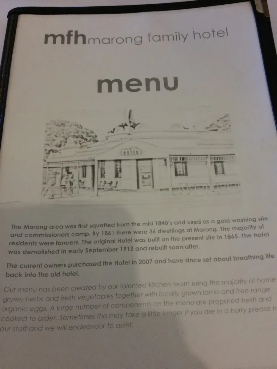 Menu, Marong Family Hotel