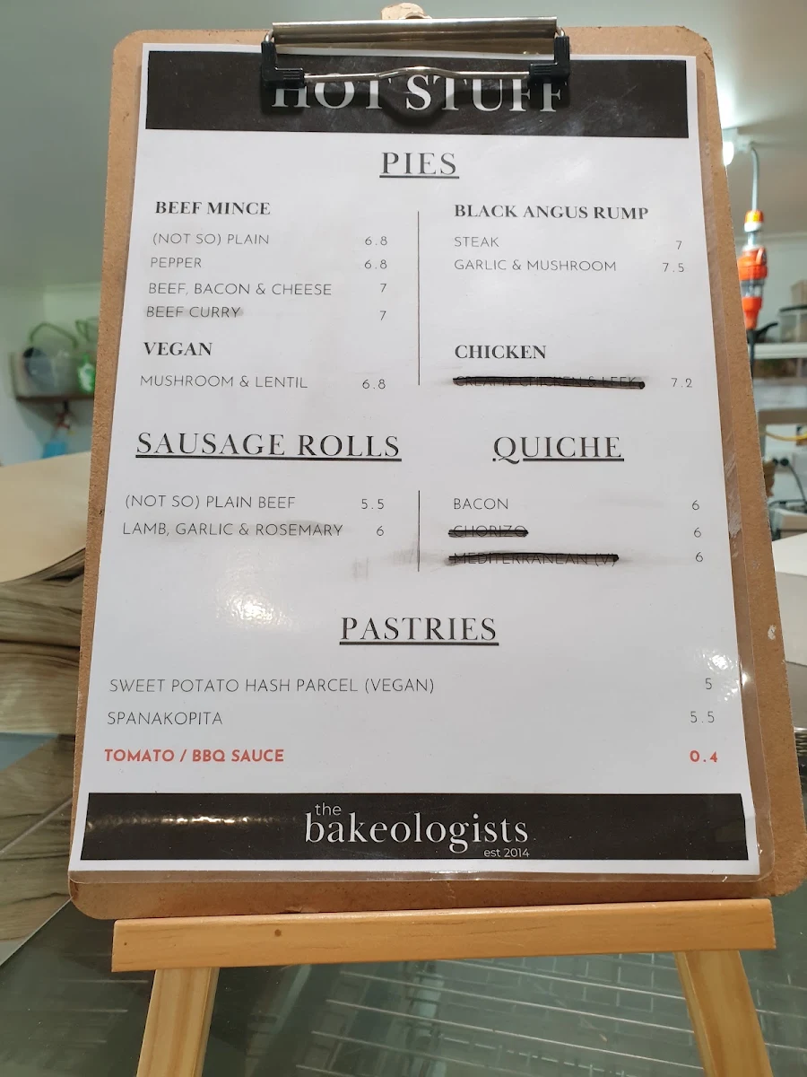 Menu, The Bakeologists