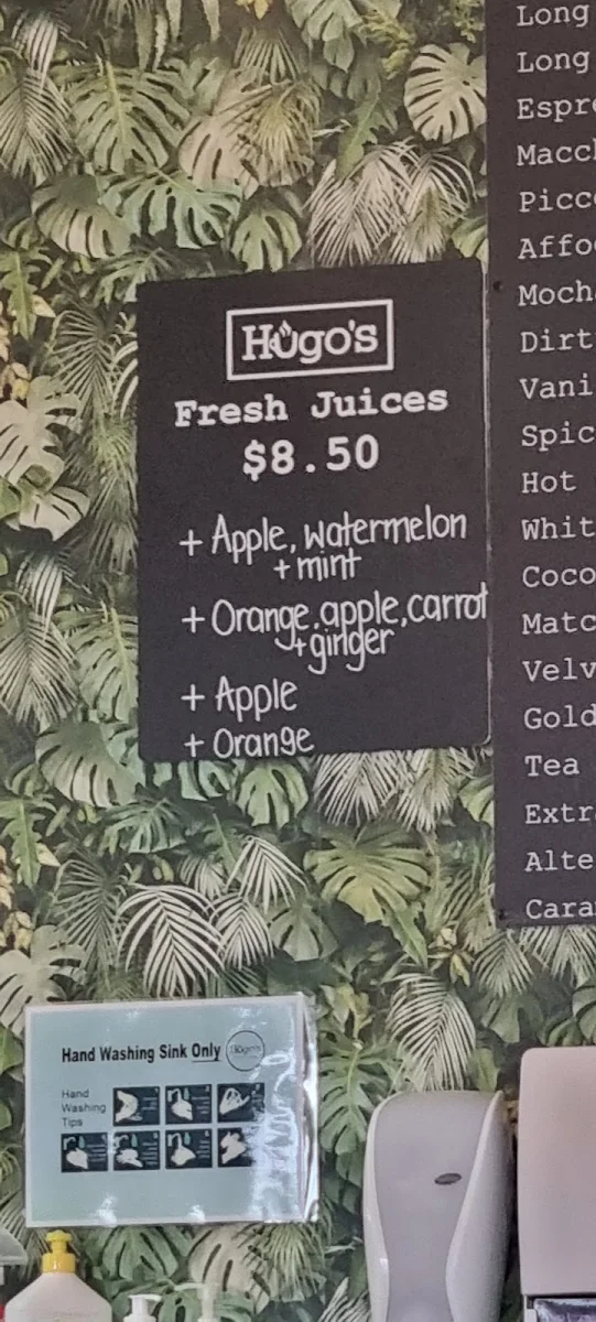 Menu, Hugo's Brew and Chew