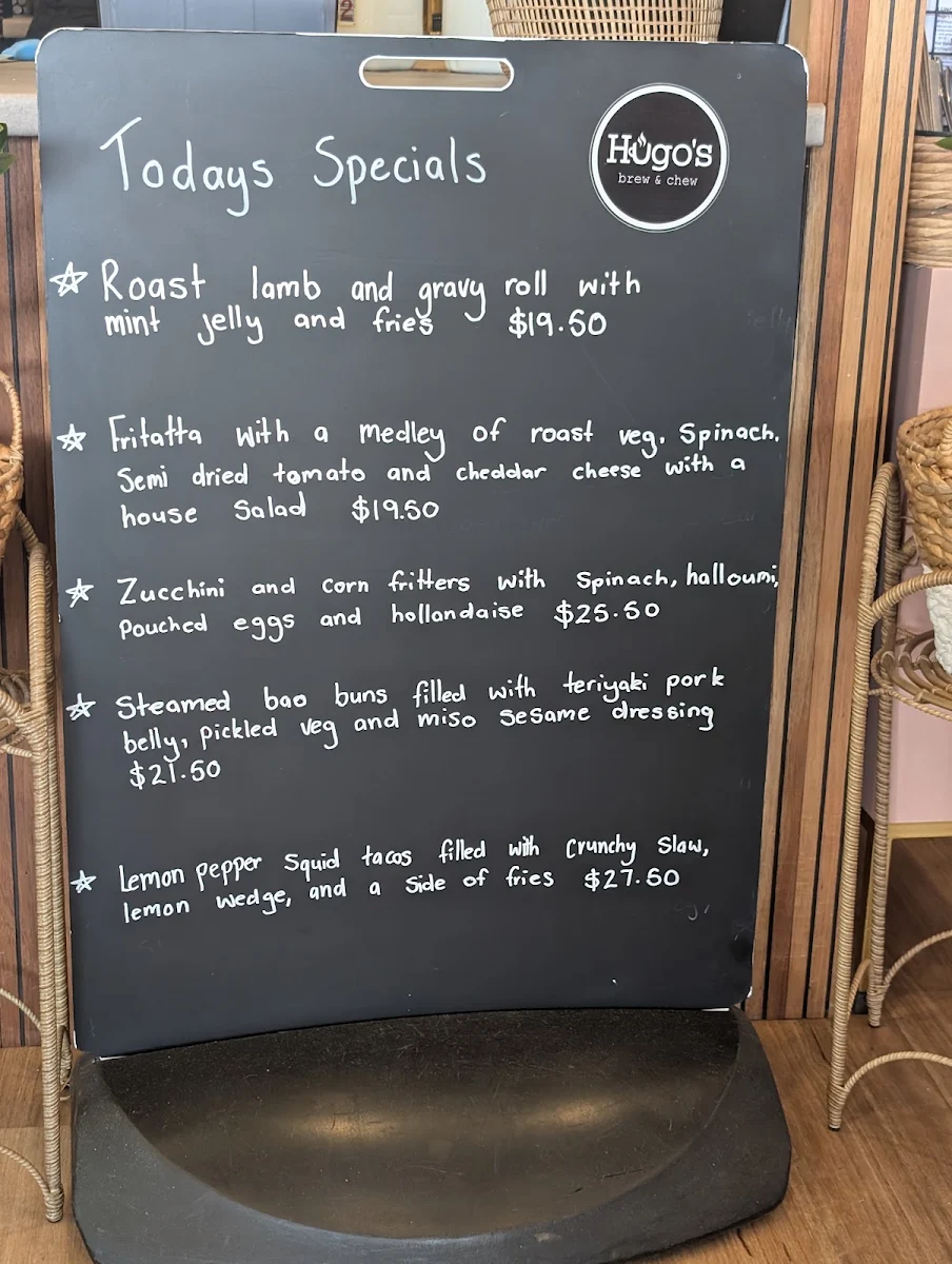 Menu, Hugo's Brew and Chew