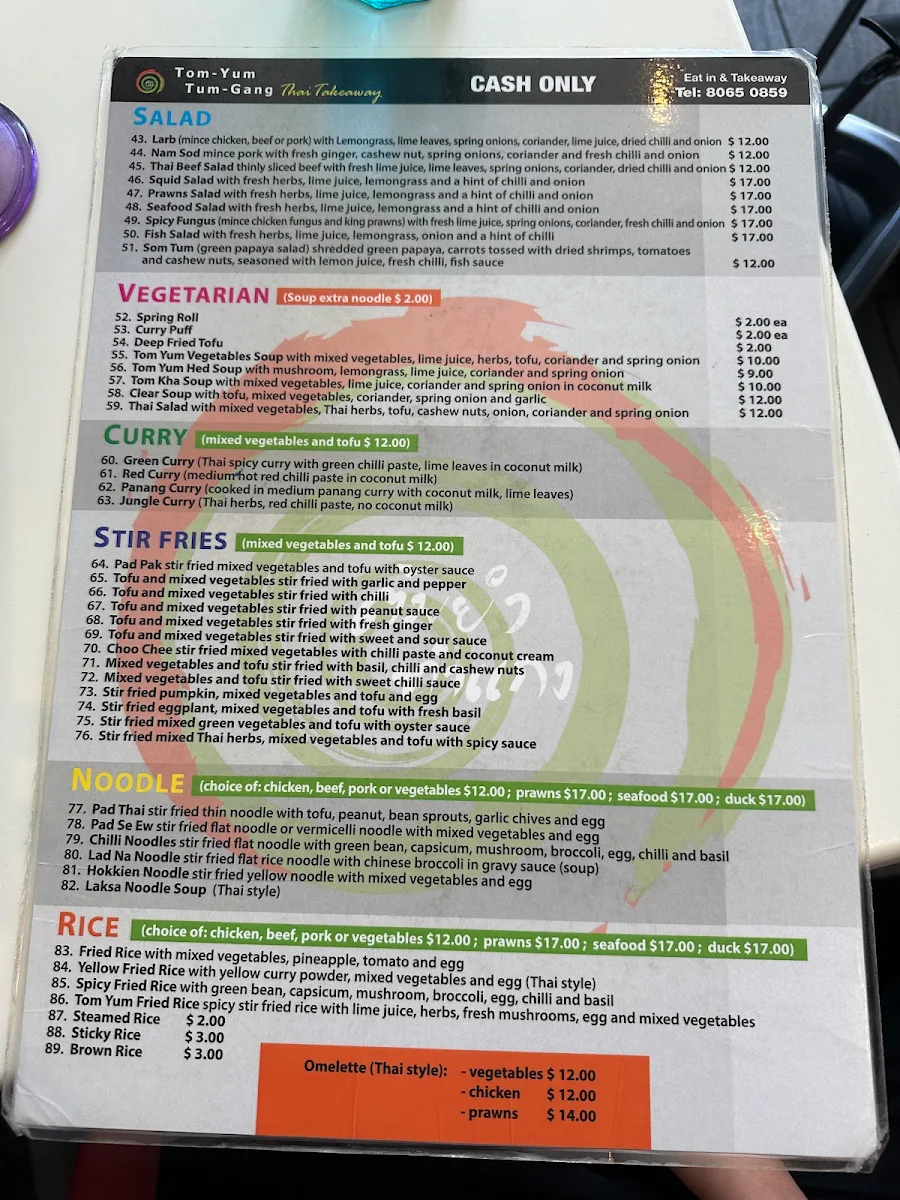 Menu, Tom-Yum Tum-Gang