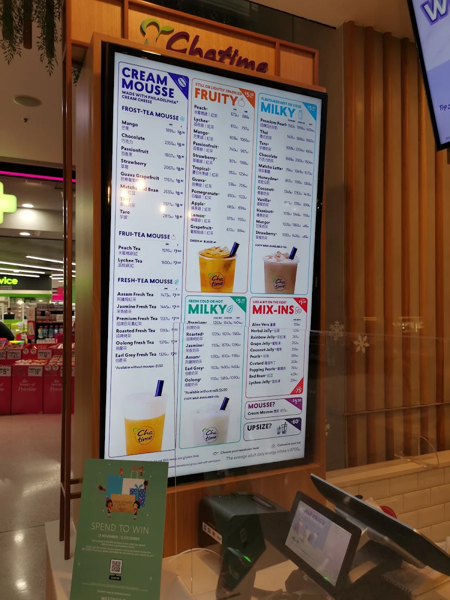 Menu, Chatime Westpoint Blacktown