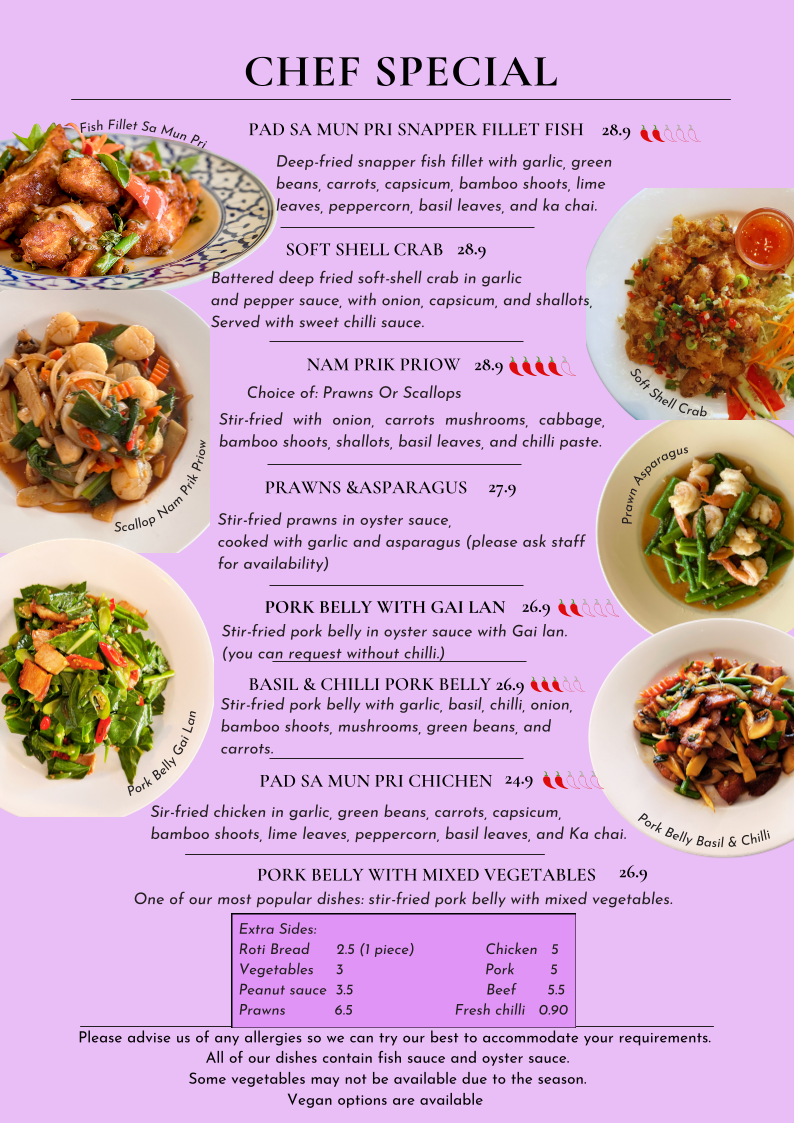 Menu, Thai Magik