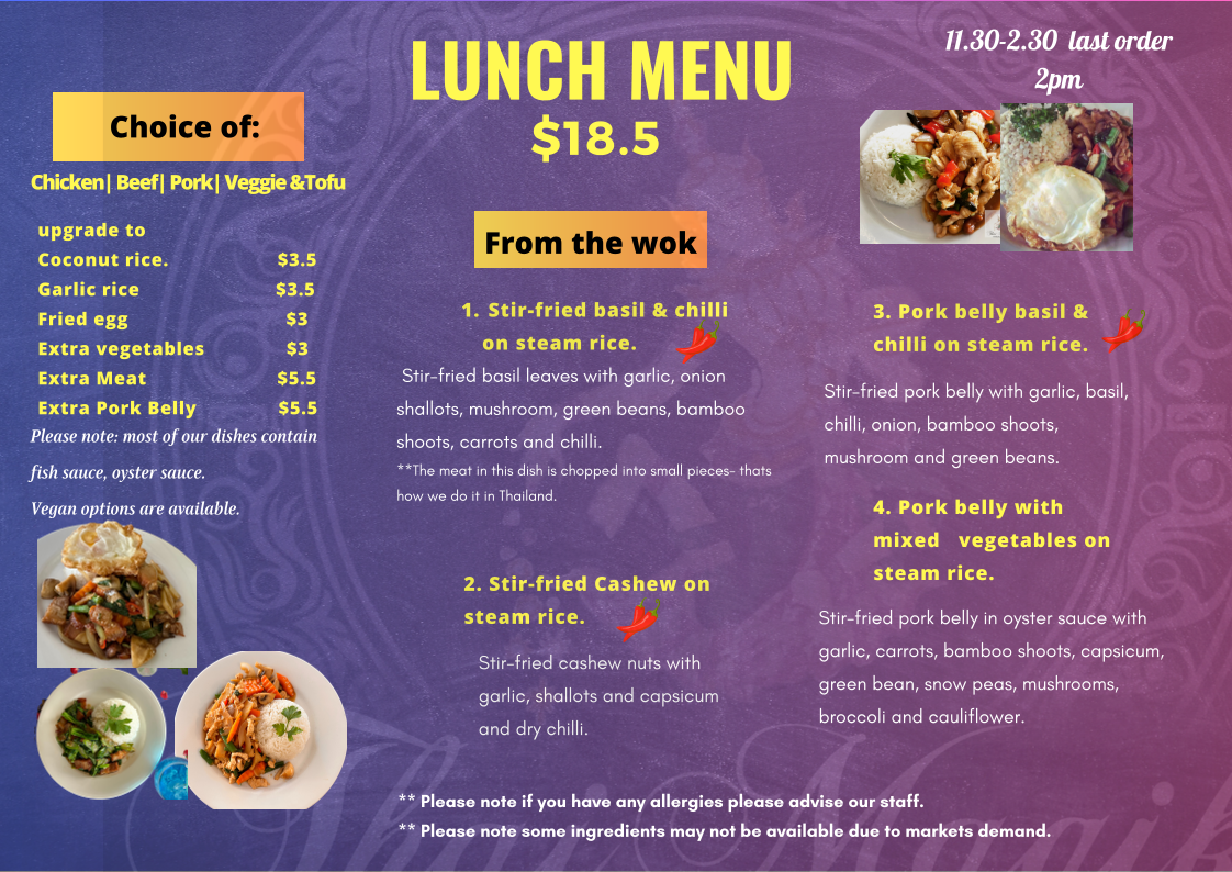 Menu, Thai Magik
