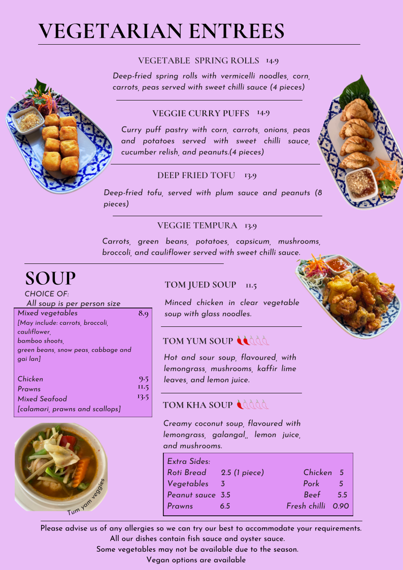 Menu, Thai Magik