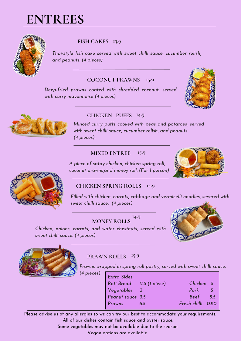 Menu, Thai Magik