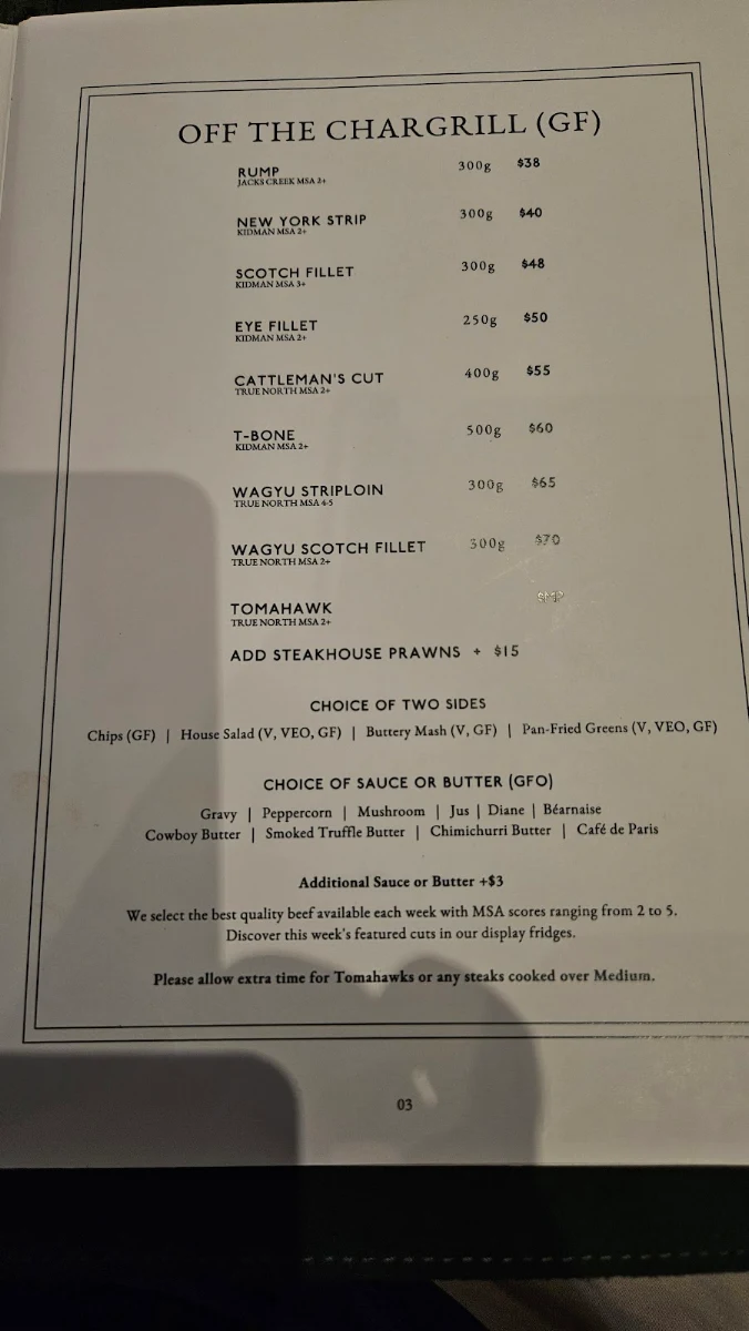 Menu, Railway Hotel Gosford Bar & Steakhouse