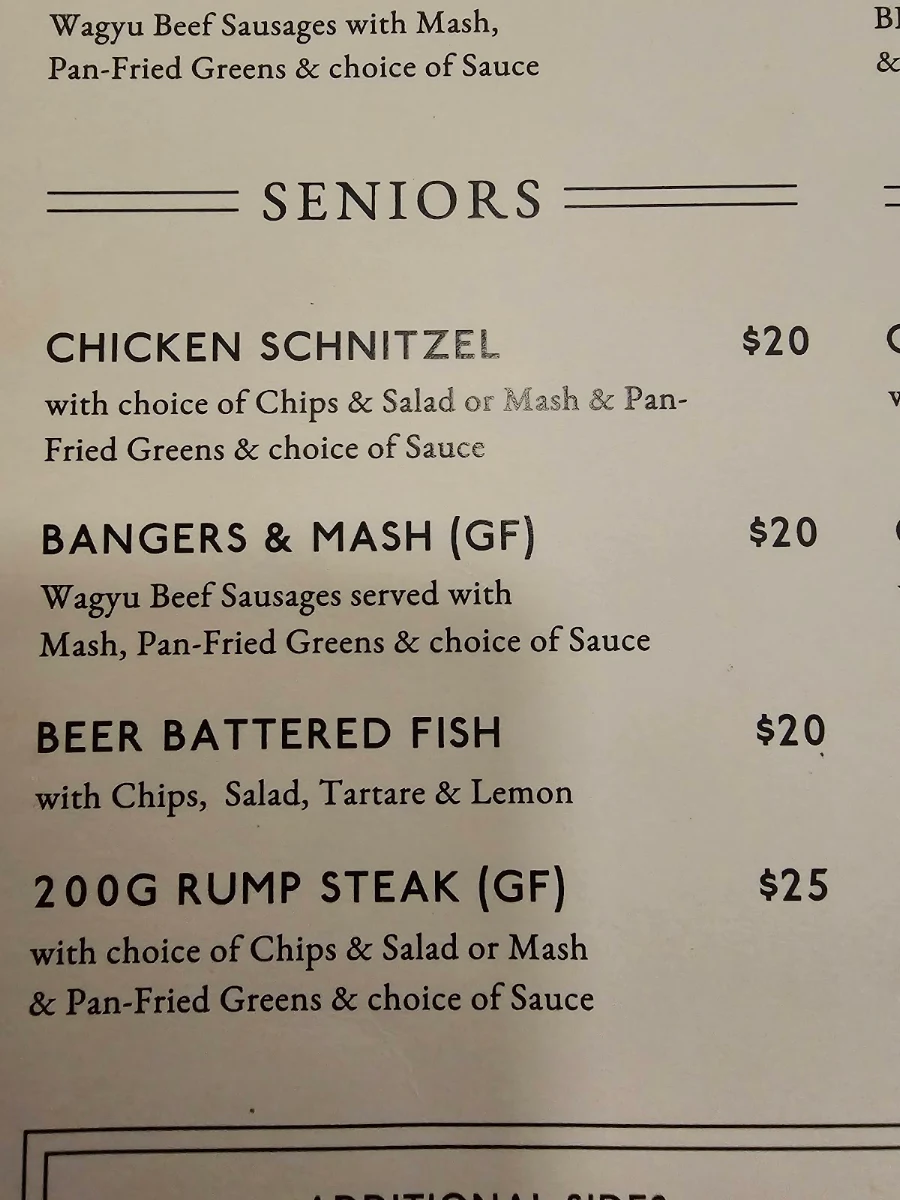 Menu, Railway Hotel Gosford Bar & Steakhouse