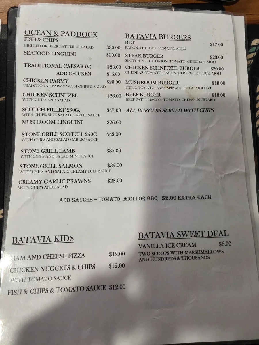 Menu, Batavia Brewing
