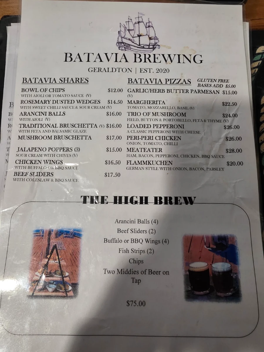 Menu, Batavia Brewing