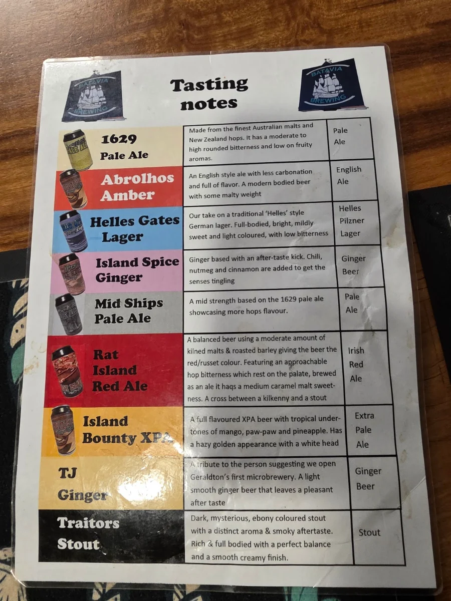 Menu, Batavia Brewing
