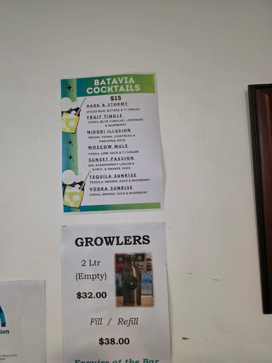 Menu, Batavia Brewing