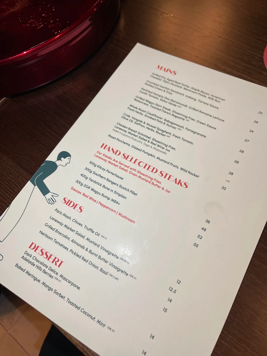 Menu, The Laneway Social, East End