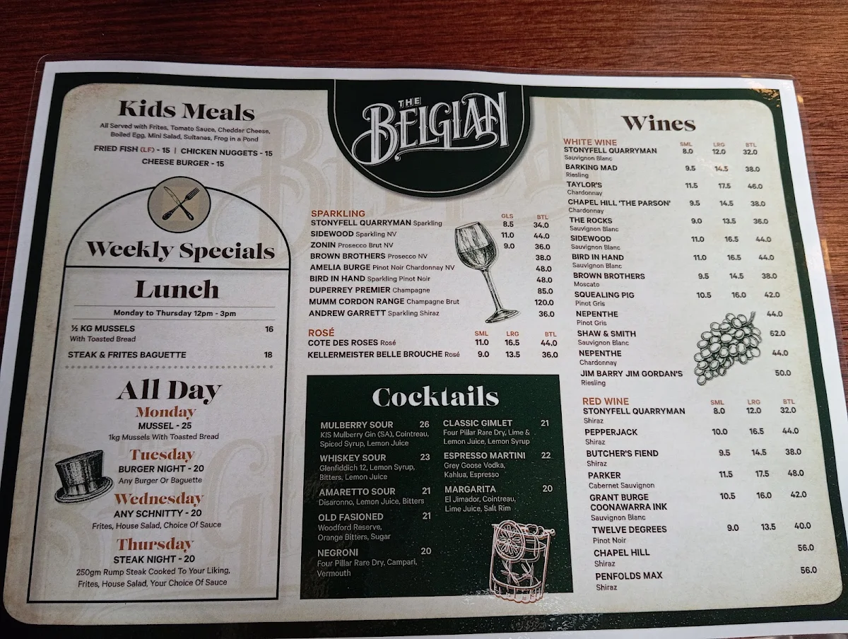 Menu, The Laneway Social, East End
