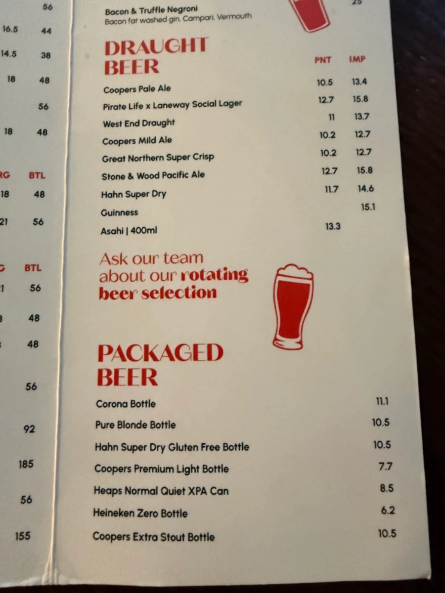 Menu, The Laneway Social, East End