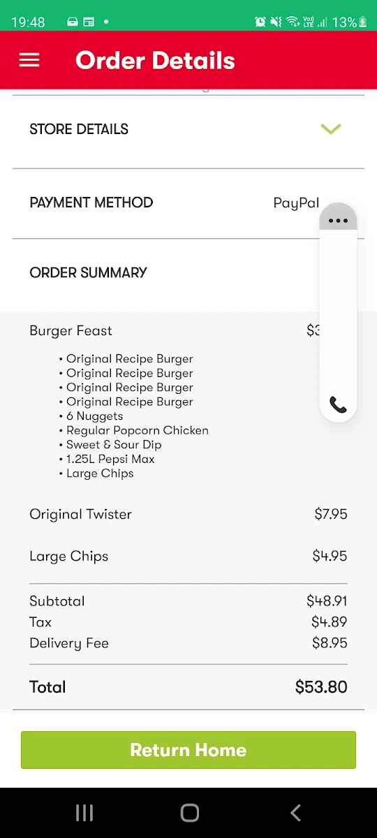 Menu, KFC Bateau Bay