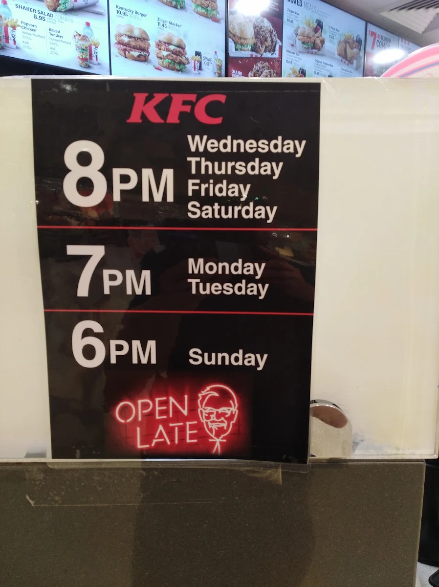 Menu, KFC Bateau Bay