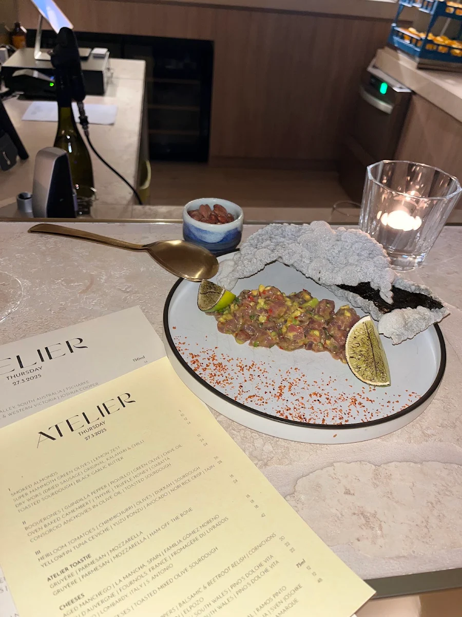 Menu, Atelier Wine Bar