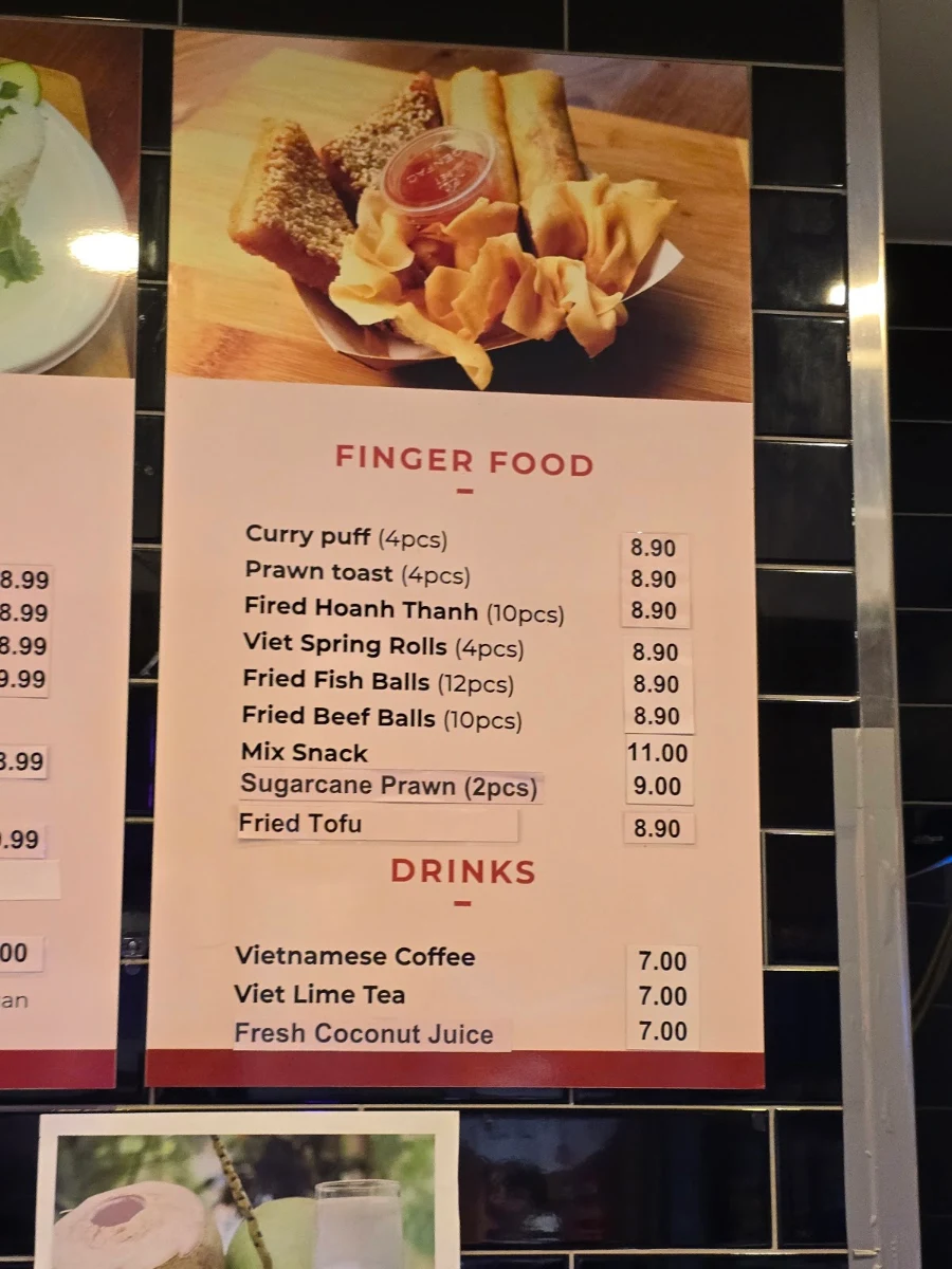 Menu, 8 Street Harbour Town 八號胡同