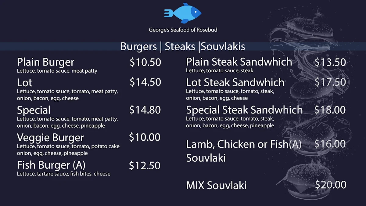 Menu, George's Seafood Of Rosebud