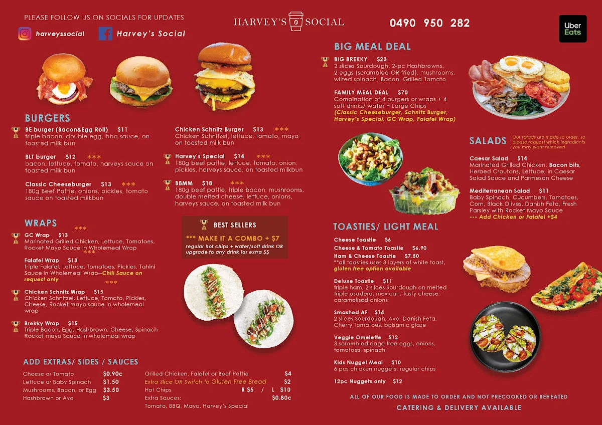 Menu, Harvey's Social