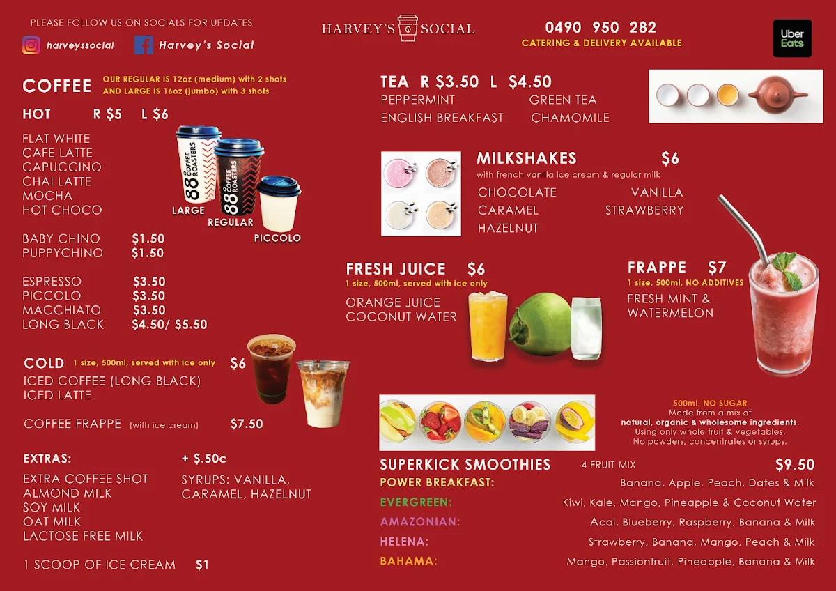 Menu, Harvey's Social