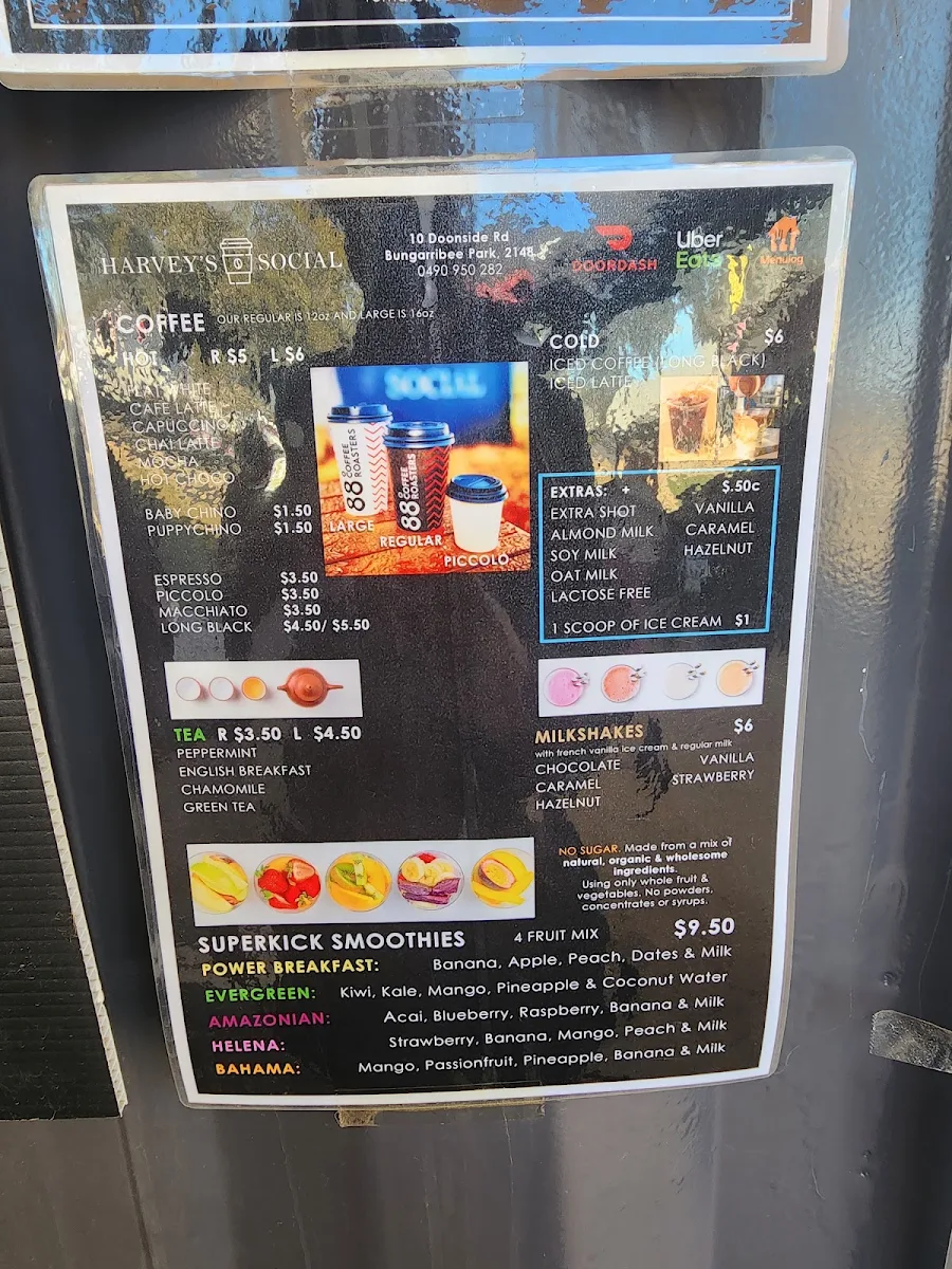 Menu, Harvey's Social