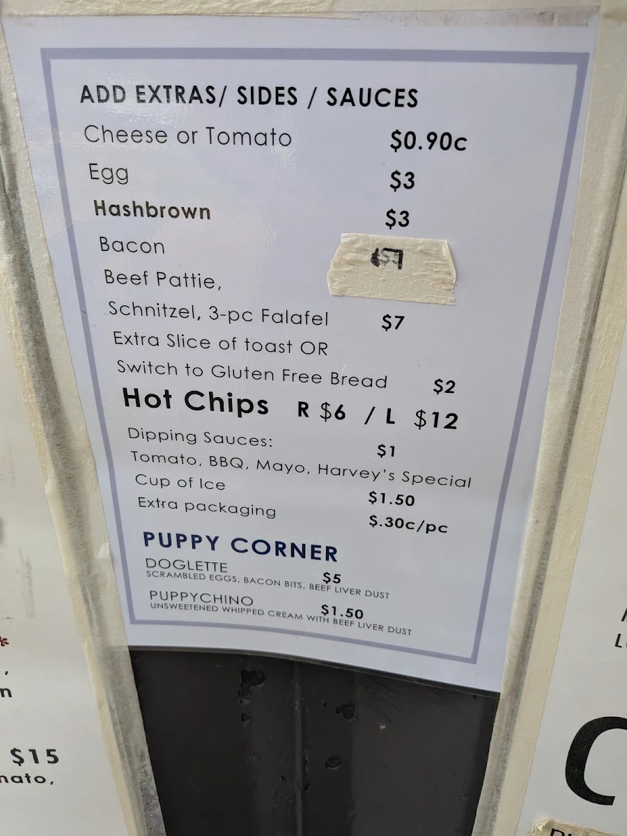 Menu, Harvey's Social