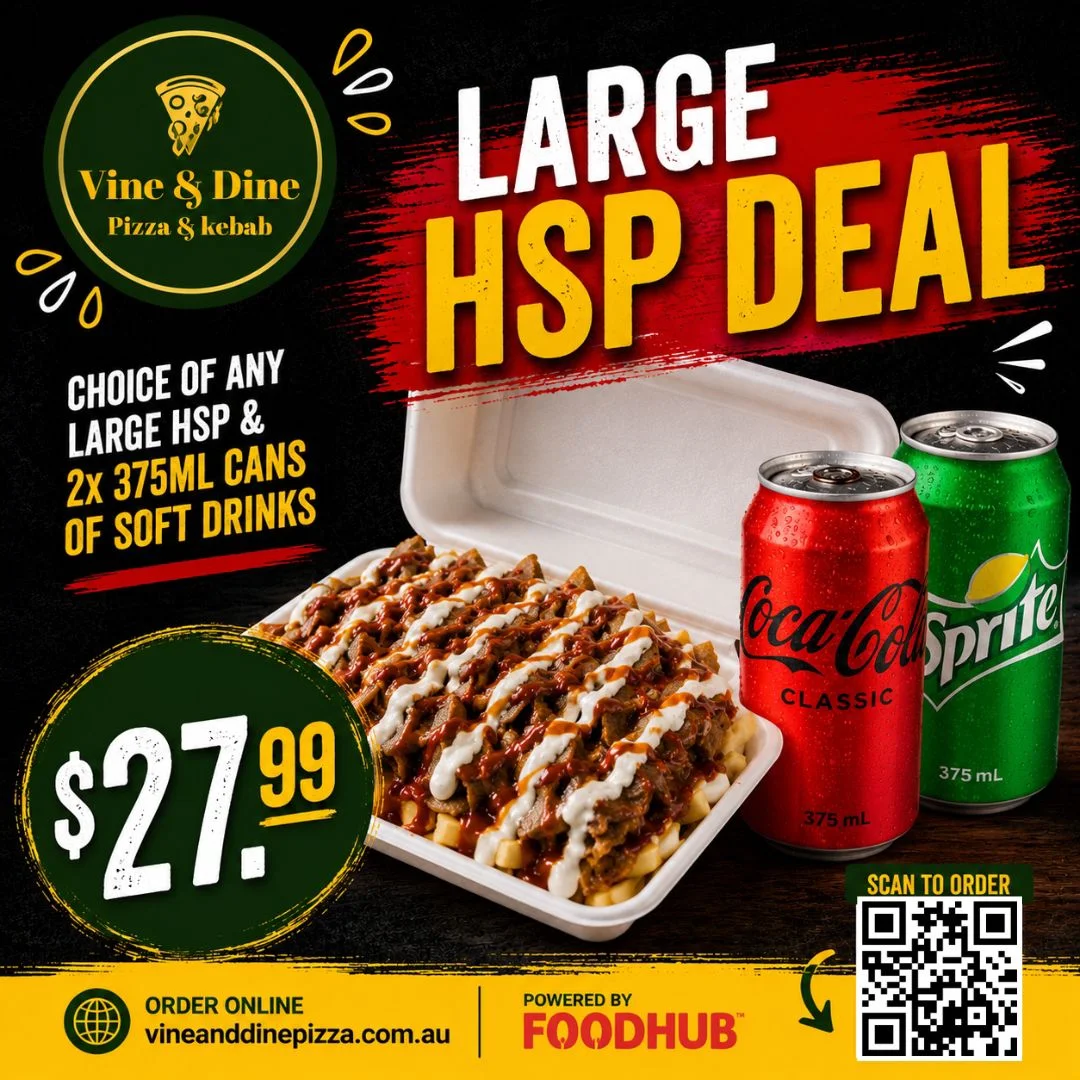 Menu, Vine & Dine Pizza & Kebab