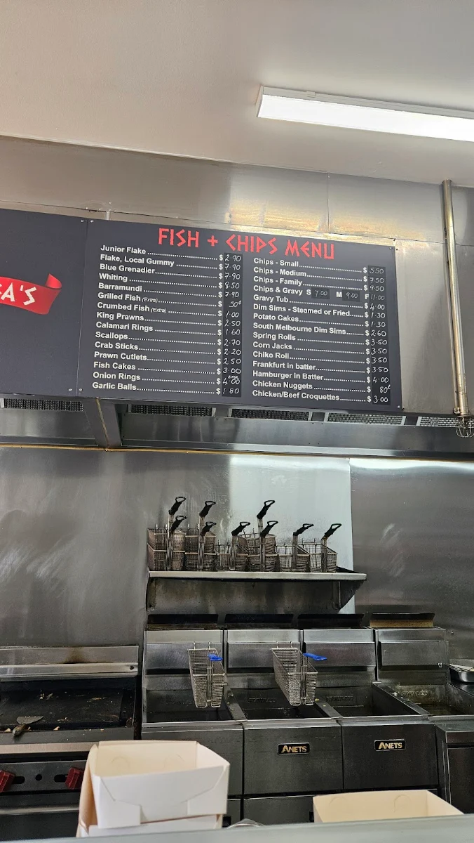 Menu, Zorba's Fish and Chips and Kebabs
