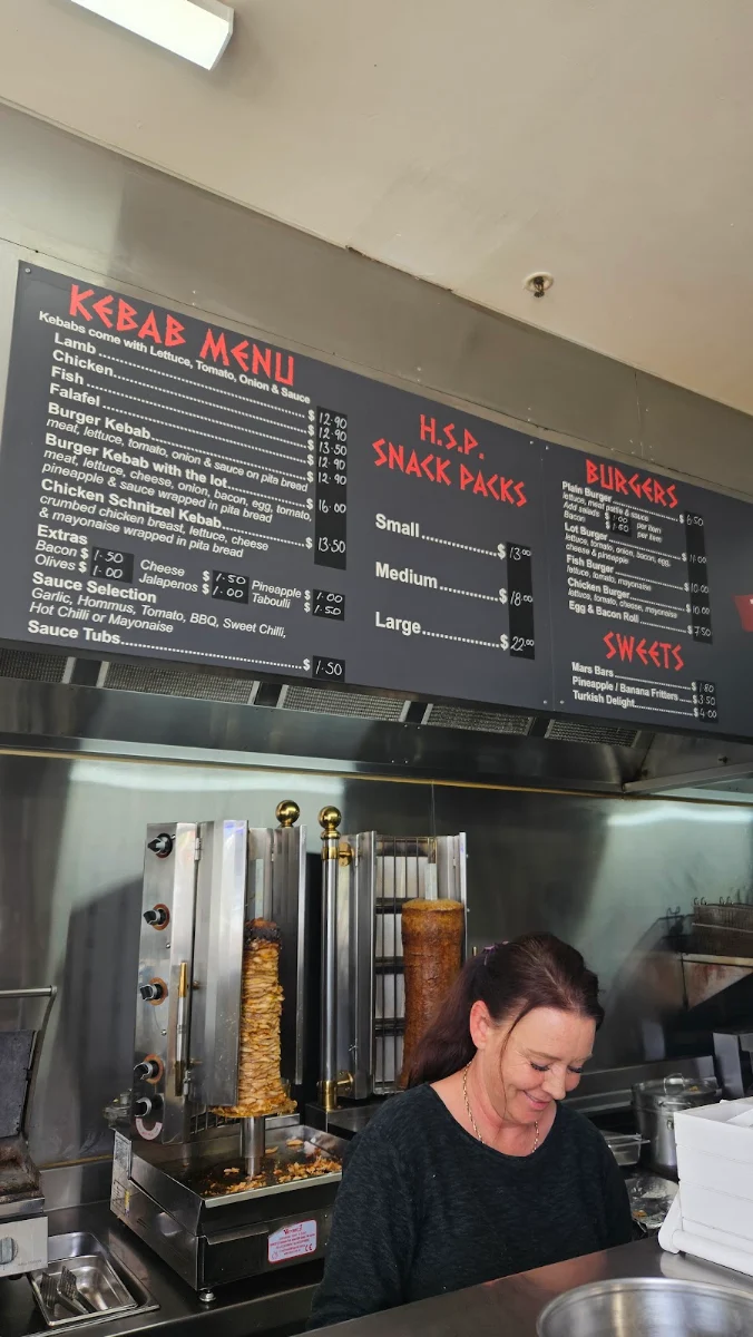 Menu, Zorba's Fish and Chips and Kebabs