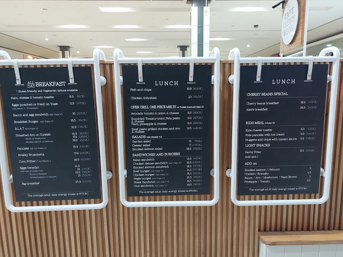 Menu, CAFFE CHERRY BEANS North Lakes
