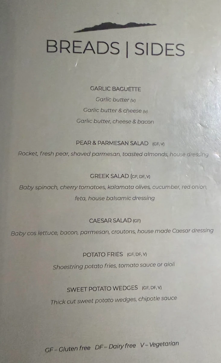 Menu, Granite Magnetic Island