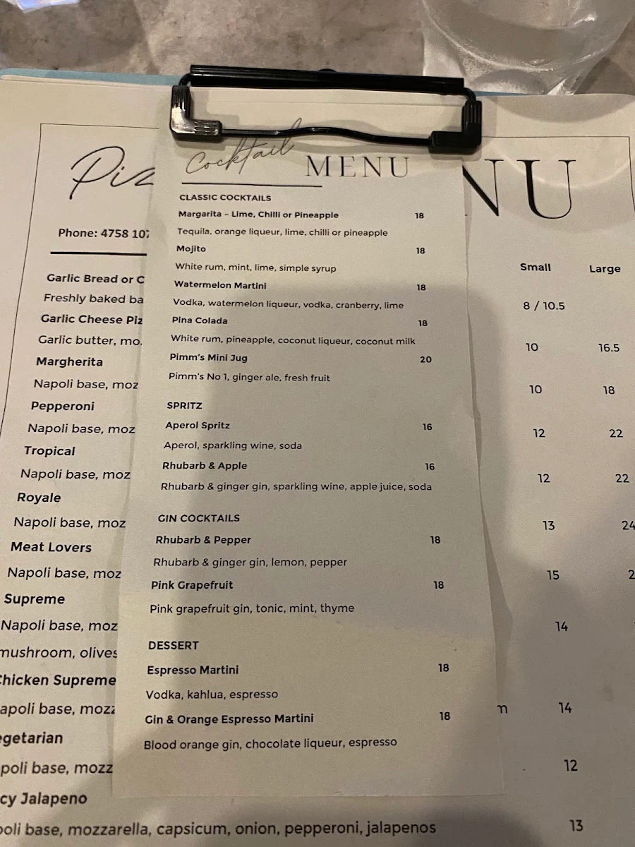Menu, Granite Magnetic Island