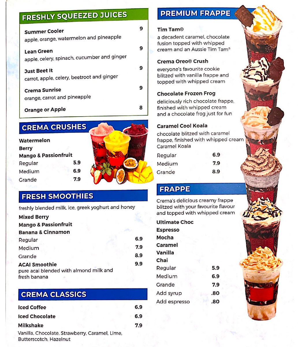 Menu, Crema Espresso