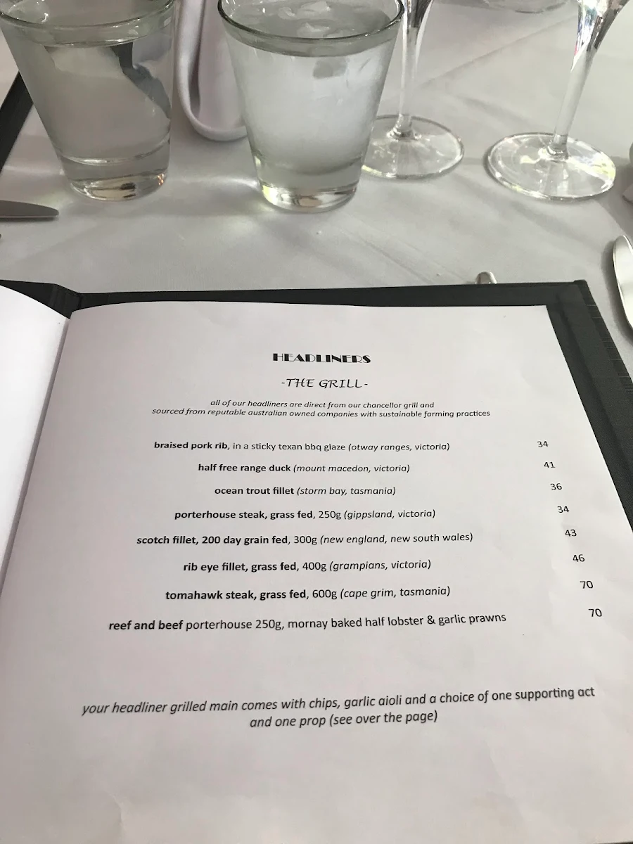 Menu, Encore Bar & Lounge