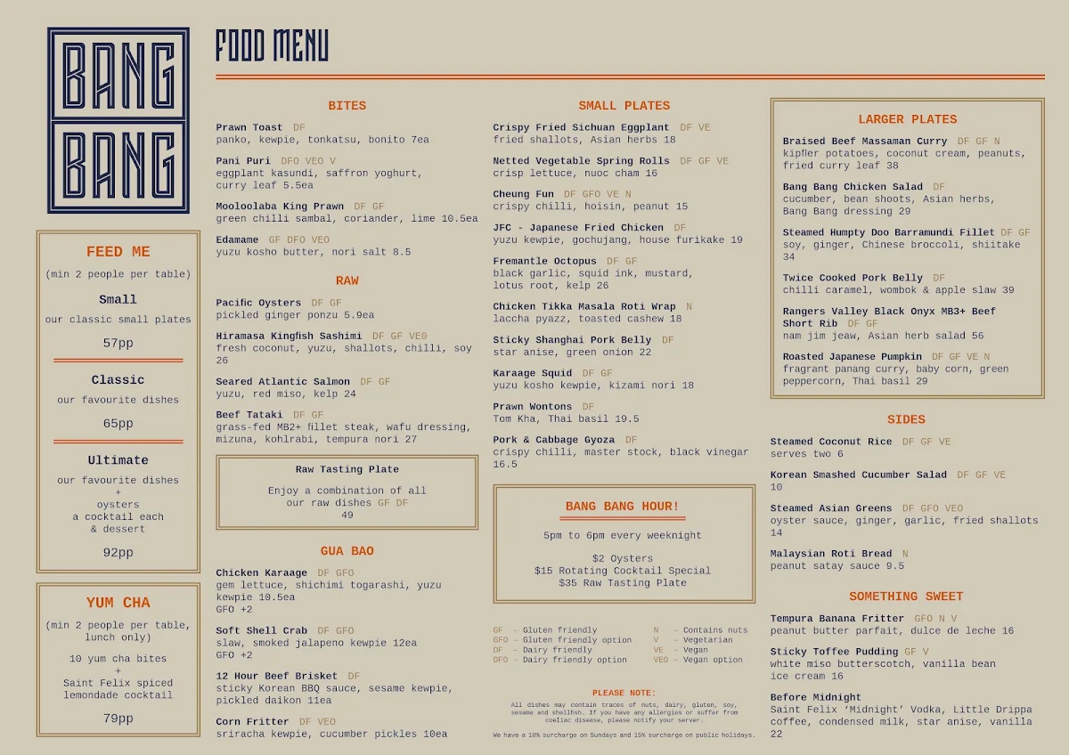 Menu, Bang Bang St Kilda