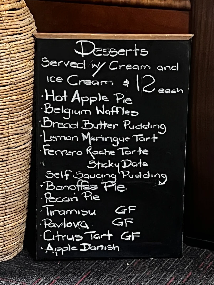 Menu, Rudd's Pub
