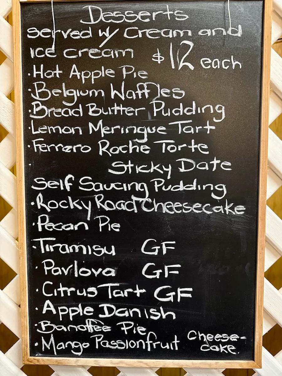 Menu, Rudd's Pub