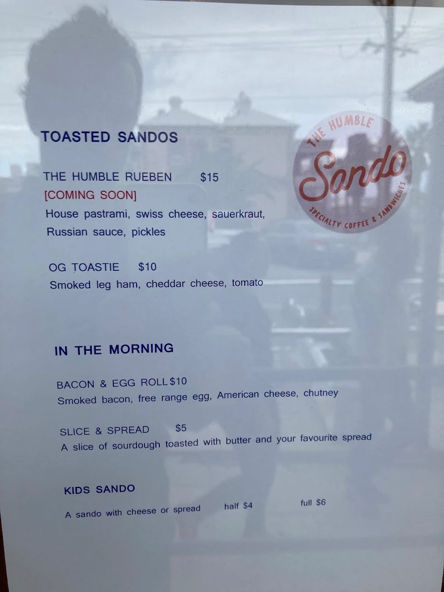 Menu, The Humble Sando