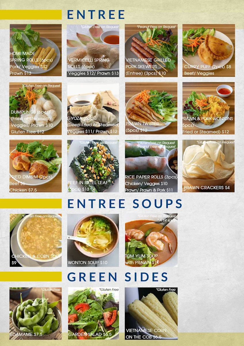 Menu, Family Pho Geelong