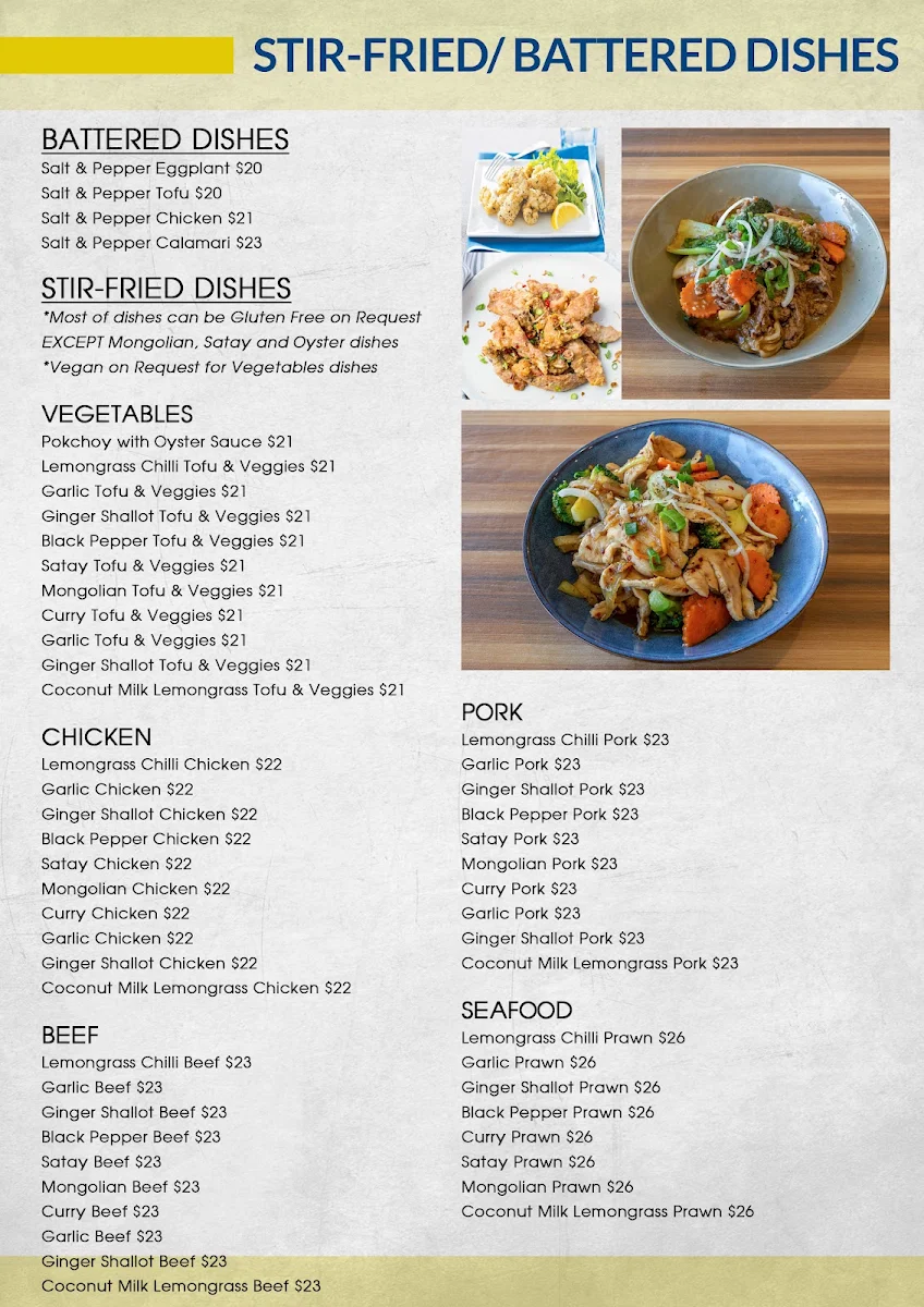 Menu, Family Pho Geelong