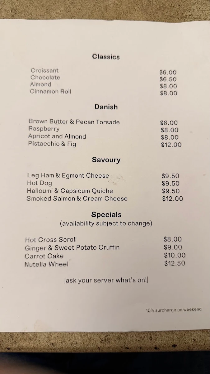 Menu, The Whisk Fine Patisserie