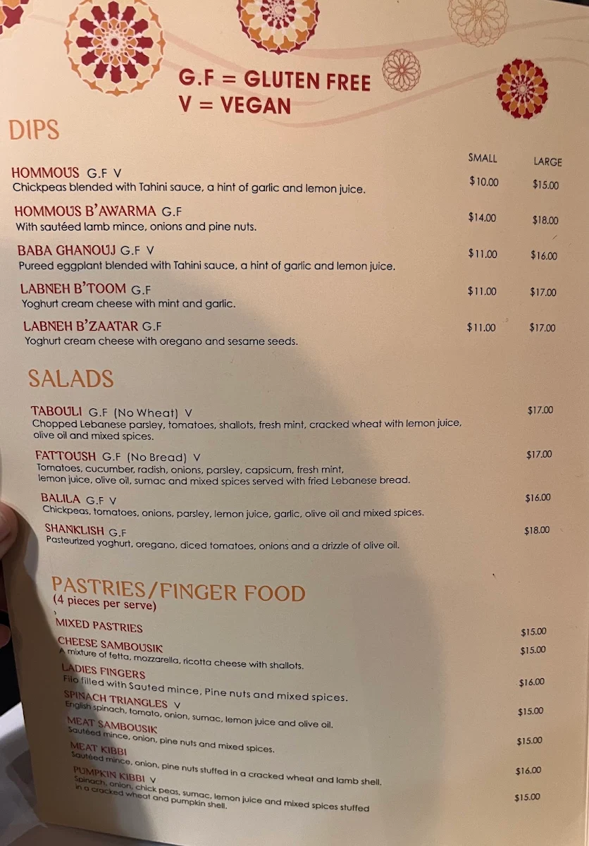Menu, Eddie's Lebanese Eatery