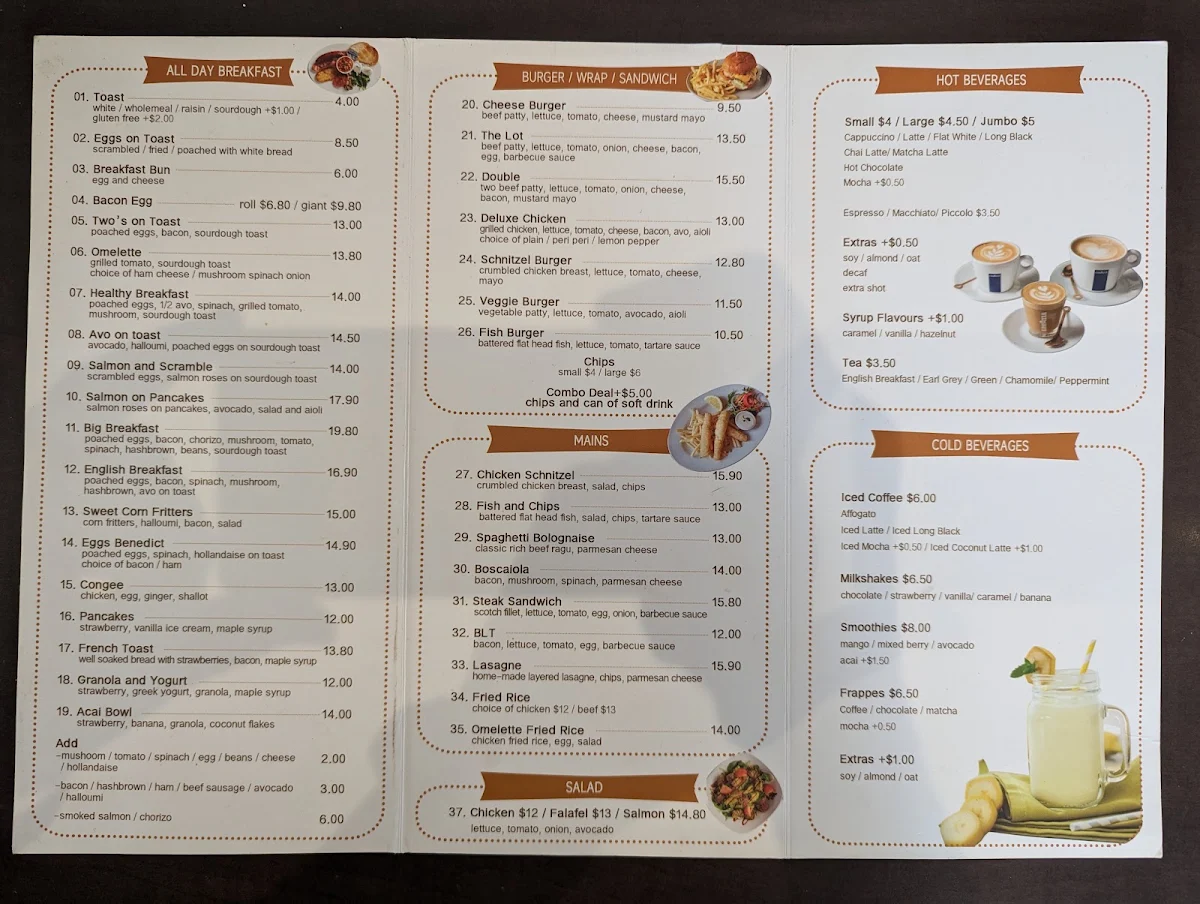 Menu, Naxeion Cafe