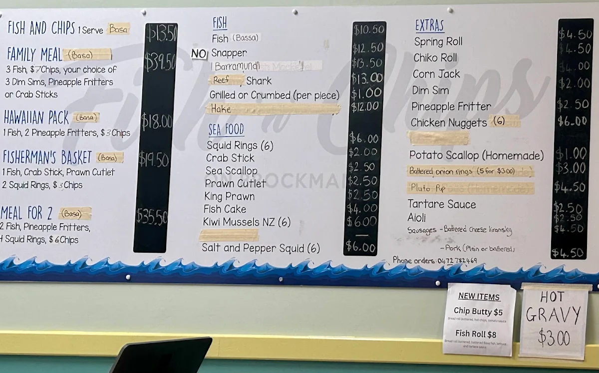Menu, Brockman Fish 'n' Chips at Pemberton